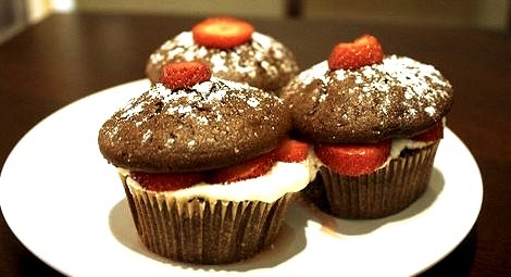 Cupcake, Strawberry, Chocolate