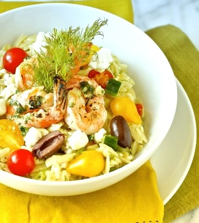 Greek Orzo Salad with Mustard-Dill Vinaigrette