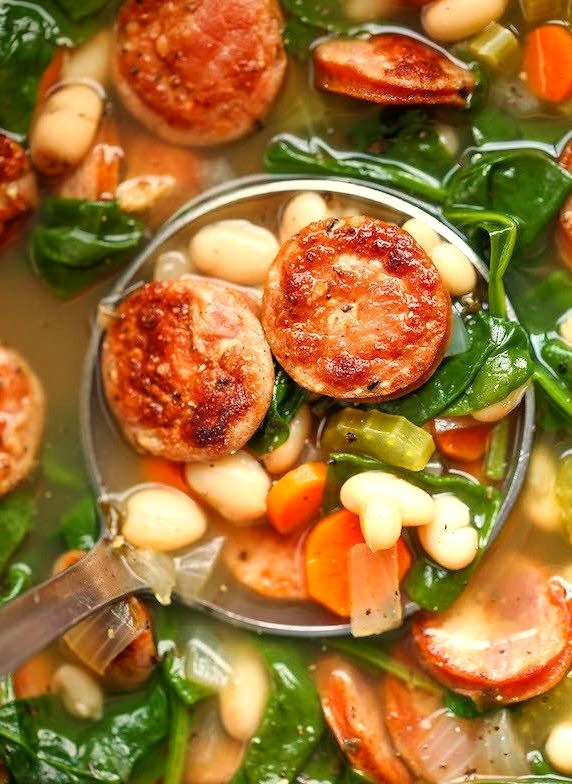 Sausage, Spinach and White Bean Soup