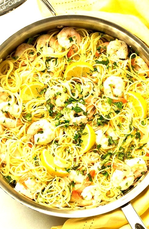 Lemon-Parmesan Angel Hair Pasta with Shrimp
