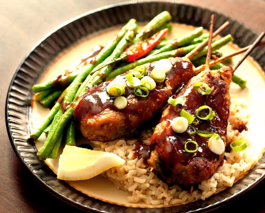 Chicken Yakitori with Long Beans & Brown Rice