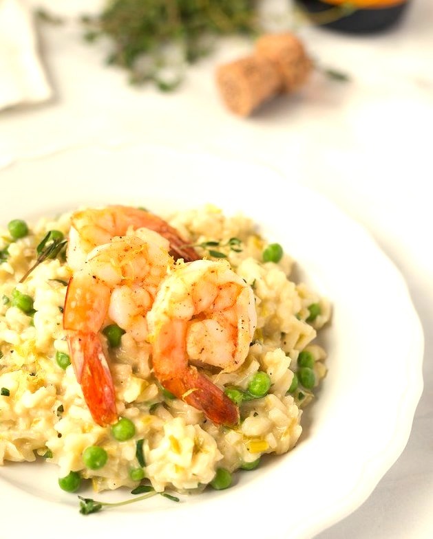 (via Champagne and Leek Risotto with Roasted Shrimp Striped Spatula)